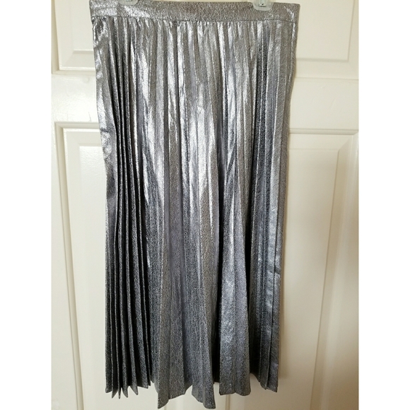 F21 Distressed Metallic Accordion-Pleat Sk… - Picture 7 of 8